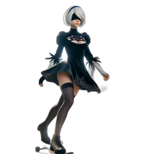 dress, concept art, 3d render, fantasy art, monochrome, animated, female, character transparent PNG cut-out