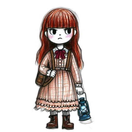 dress, bottle, staff, concept art, cartoon, fantasy art, anime, young transparent PNG cut-out