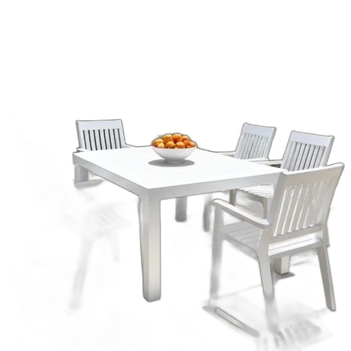 furniture, food, 3d render, photorealistic, concept art, fog, monochrome, white transparent PNG cut-out