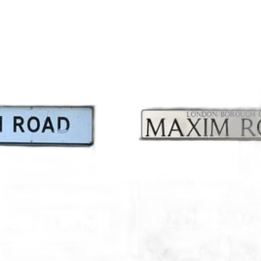 3d render, collage, street, signs, including, maxim, road, north transparent PNG cut-out