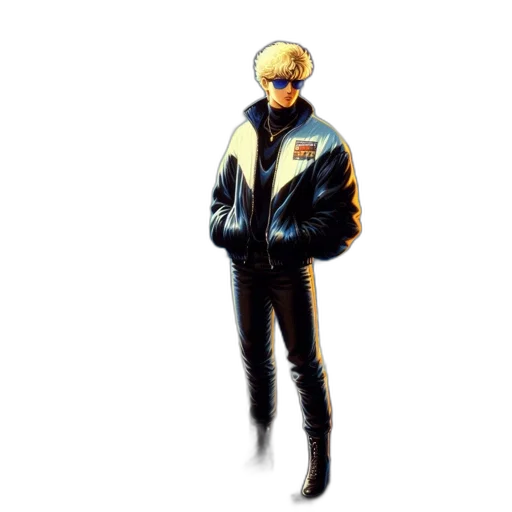 jacket, robot, mask, creature, concept art, pixel art, cyberpunk, comic book art transparent PNG cut-out