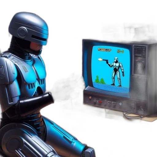 robot, concept art, 3d render, cyberpunk, vaporwave, outer space, blue, robotic transparent PNG cut-out