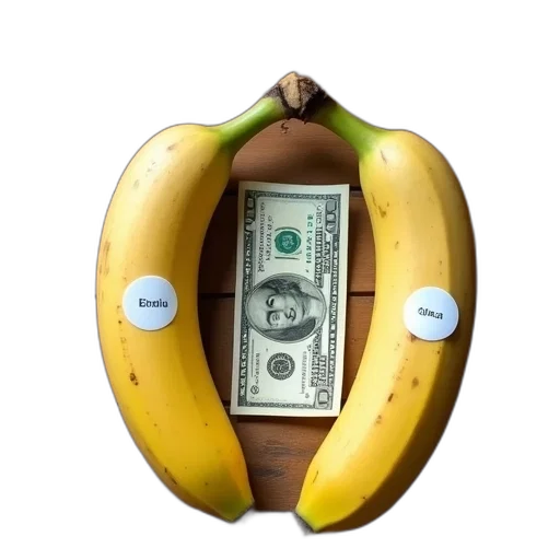 food, two, identical, unpeeled, bananas, placed, side, wooden transparent PNG cut-out