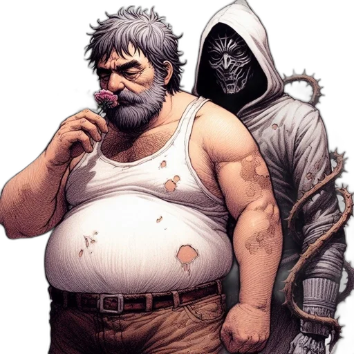 comic book art, concept art, fantasy art, cyberpunk, two, characters, dominate, frame transparent PNG cut-out