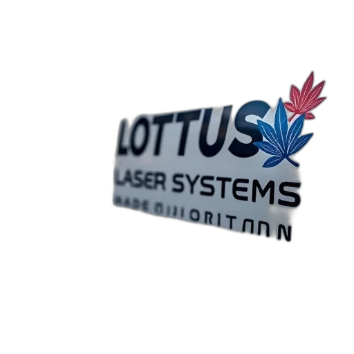 3d render, close-up, metallic, surface, logo, reads, lottus, laser transparent PNG cut-out