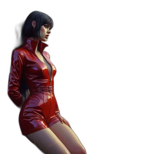 jacket, dress, robot, concept art, 3d render, cyberpunk, photorealistic, red transparent PNG cut-out