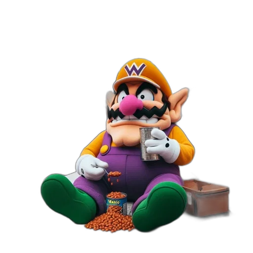 food, animal, weapon, crown, 3d render, pixel art, concept art, wario transparent PNG cut-out