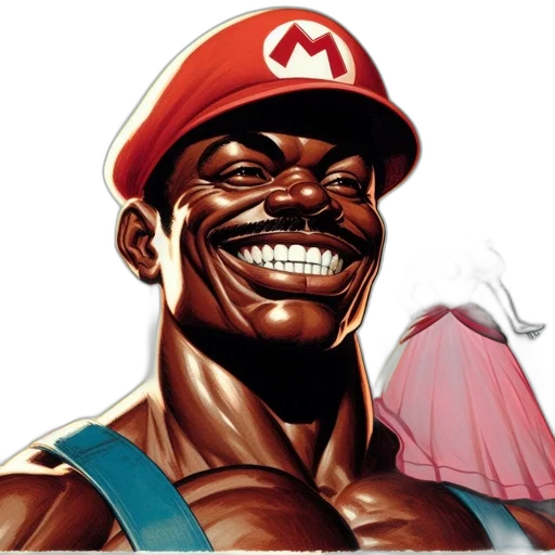 face, hat, mask, comic book art, concept art, photorealistic, mario, princess transparent PNG cut-out