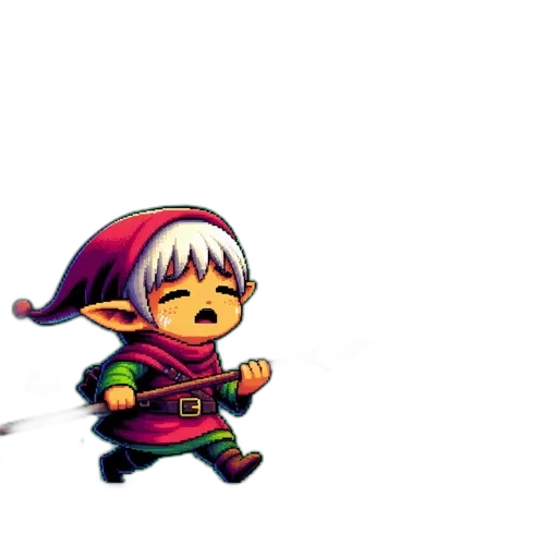 weapon, pixel art, concept art, 3d render, fantasy art, anguished, elf, wielding transparent PNG cut-out