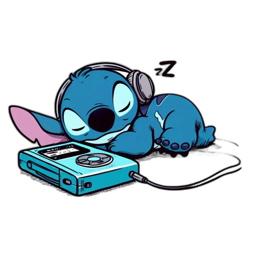 robot, cartoon, pixel art, vaporwave, concept art, blue, sleeping, character transparent PNG cut-out