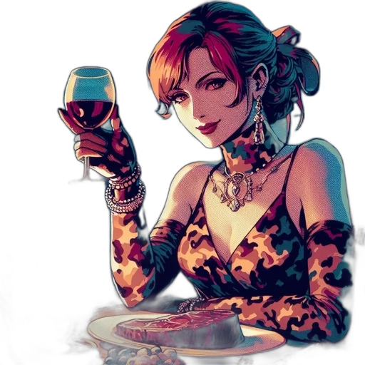 dress, food, pixel art, concept art, cyberpunk, comic book art, red, dark transparent PNG cut-out