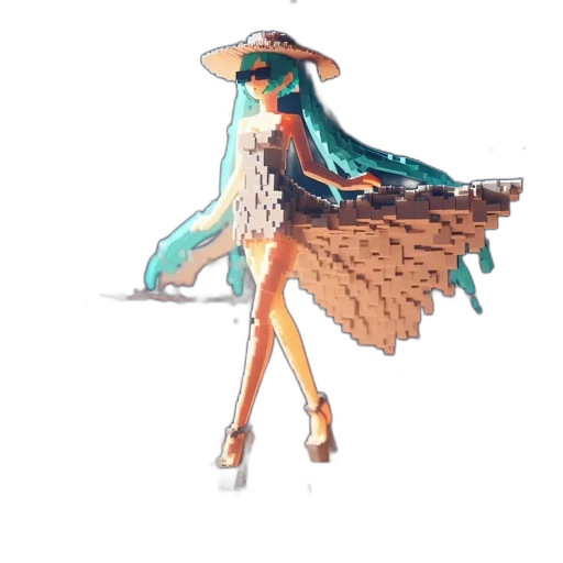 dress, hat, staff, umbrella, concept art, pixel art, watercolor, fantasy art transparent PNG cut-out
