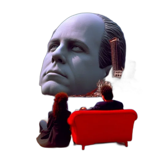 mask, face, furniture, robot, 3d render, vaporwave, concept art, photorealistic transparent PNG cut-out
