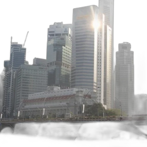building, photorealistic, 3d render, concept art, fog, city street, rain, cityscape transparent PNG cut-out