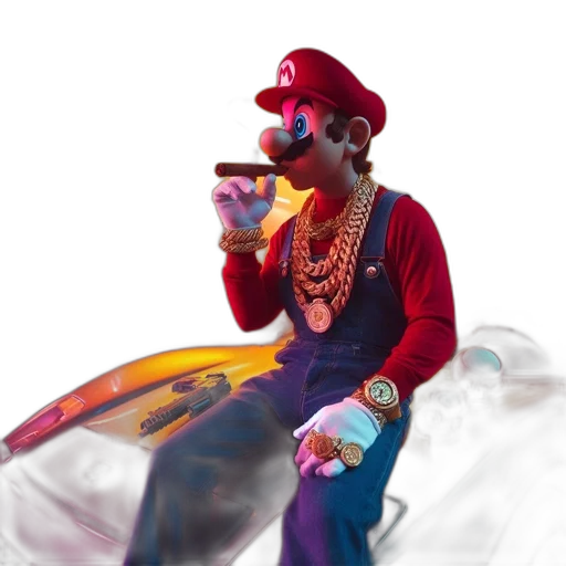 jewelry, concept art, vaporwave, 3d render, pixel art, urban, setting, mario transparent PNG cut-out