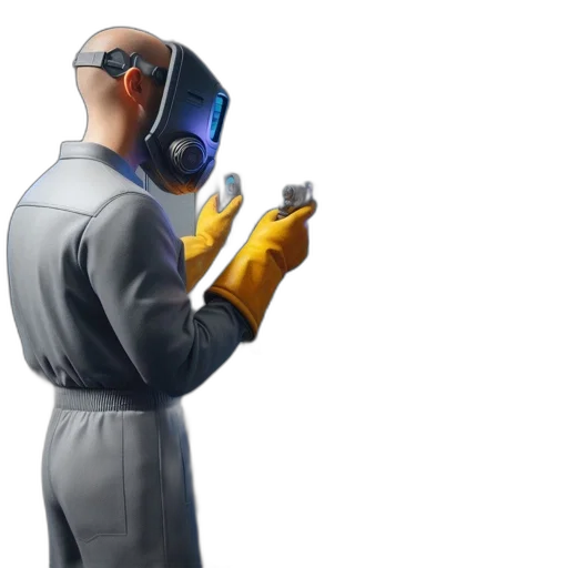 robot, mask, concept art, cyberpunk, 3d render, futuristic, setting, worker transparent PNG cut-out