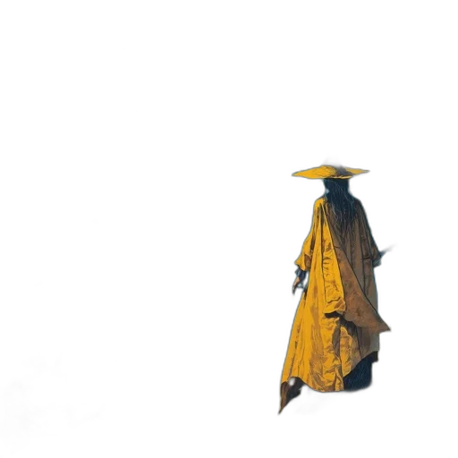 hat, umbrella, staff, dress, concept art, 3d render, pixel art, watercolor transparent PNG cut-out