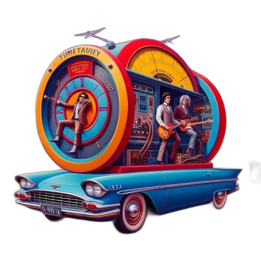 car, furniture, concept art, surreal, desert, scene, time, travel transparent PNG cut-out