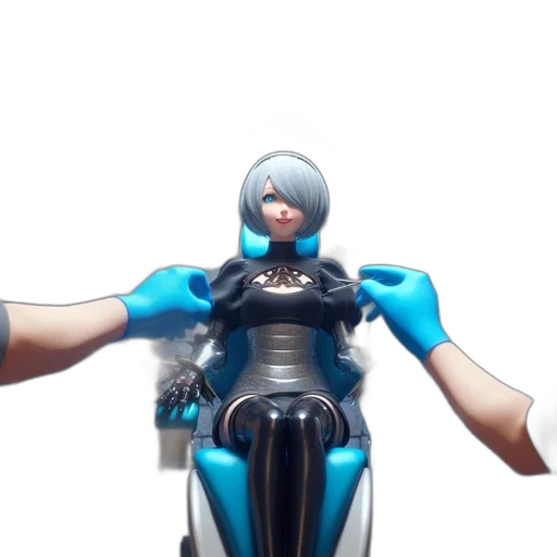 robot, weapon, dress, staff, 3d render, concept art, comic book art, cyberpunk transparent PNG cut-out