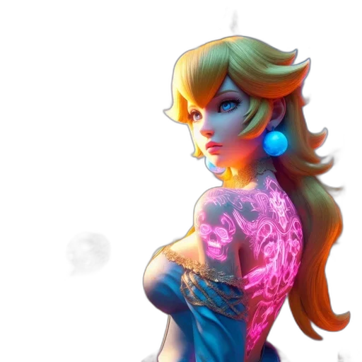 dress, concept art, fantasy art, pixel art, 3d render, neon lights, neon, pastel transparent PNG cut-out