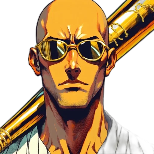 staff, weapon, sword, face, anime, concept art, comic book art, pixel art transparent PNG cut-out