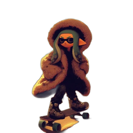 jacket, hat, staff, creature, concept art, 3d render, watercolor, pixel art transparent PNG cut-out