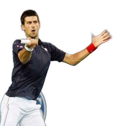 tennis, player, action, wearing, dark, blue, shirt, white transparent PNG cut-out