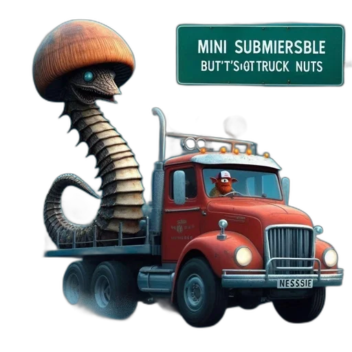 concept art, underwater, scene, features, mushroom, creature, submerged, truck transparent PNG cut-out
