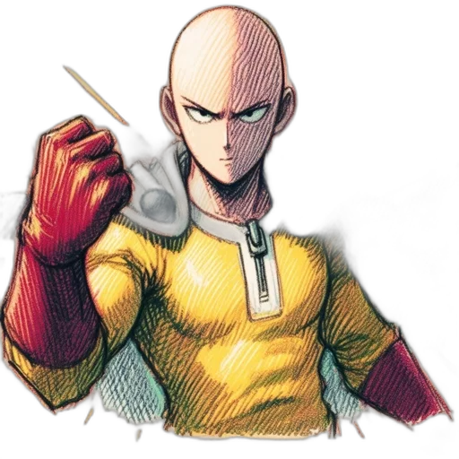 staff, sword, face, jacket, comic book art, concept art, cartoon, anime transparent PNG cut-out