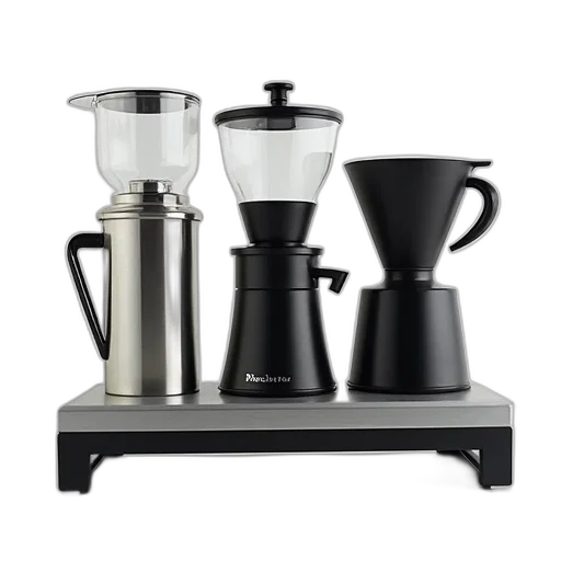 modern, coffee, maker, setup, stainless, steel, grinder, black transparent PNG cut-out