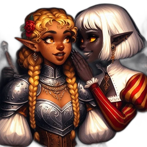 fantasy art, concept art, pixel art, comic book art, golden, dark, monochrome, two transparent PNG cut-out