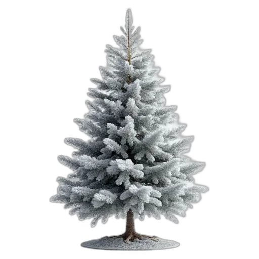 tree, 3d render, photorealistic, white, pine, grey, base transparent PNG cut-out