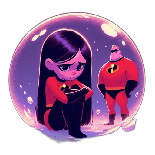 comic book art, concept art, cartoon, fantasy art, outer space, underwater, red, two transparent PNG cut-out