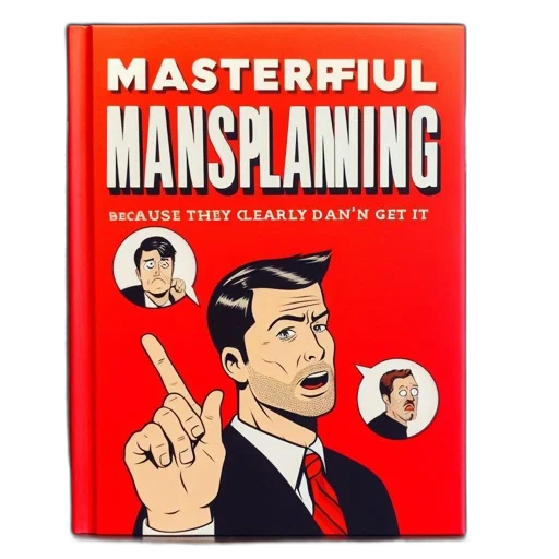 image, displays, book, titled, masterful, mansplaining, featuring, illustrated transparent PNG cut-out