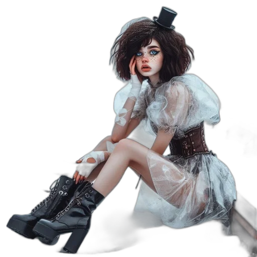 dress, shoes, concept art, photorealistic, fantasy art, 3d render, monochrome, striking transparent PNG cut-out
