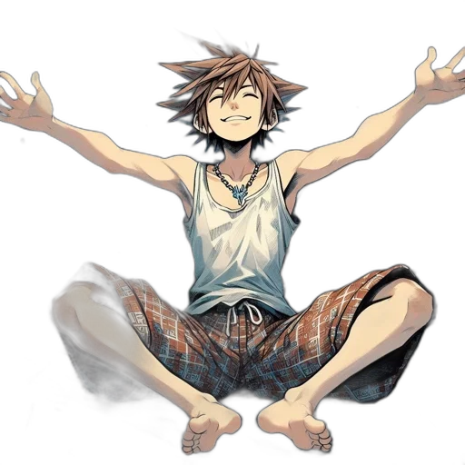 concept art, pixel art, watercolor, anime, animated, character, young, man transparent PNG cut-out
