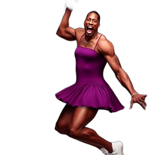 dress, concept art, athletic, figure, wearing, purple, leaps, towards transparent PNG cut-out