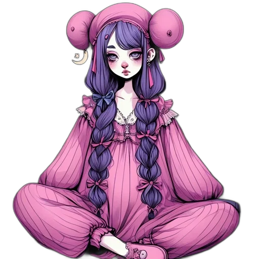 creature, dress, pixel art, concept art, anime, cartoon, pastel, dark transparent PNG cut-out