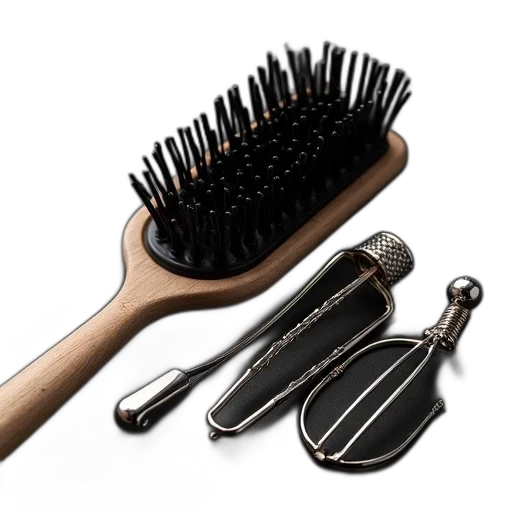 hair, weapon, staff, collection, various, accessories, including, hairbrush transparent PNG cut-out