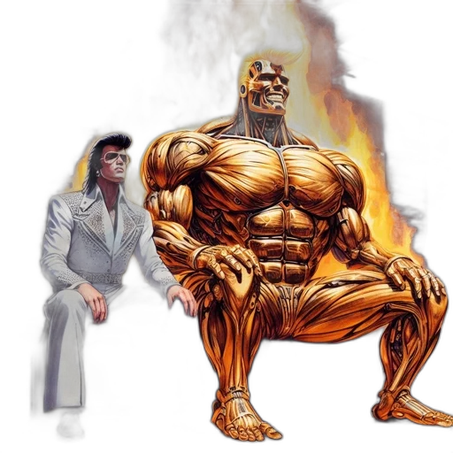 comic book art, concept art, photorealistic, 3d render, fire, two, individuals, one transparent PNG cut-out