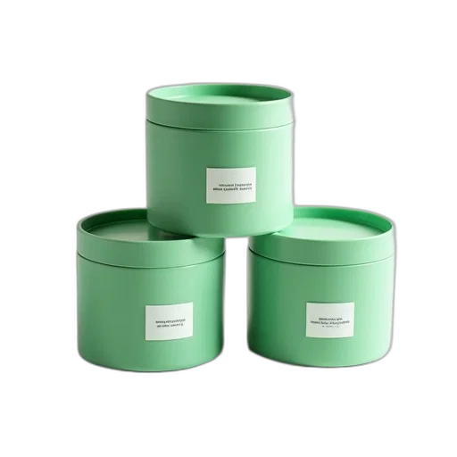 green, pastel, stack, three, identical, cylindrical, objects, white transparent PNG cut-out
