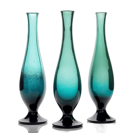 3d render, blue, green, dark, set, three, tall, slender transparent PNG cut-out