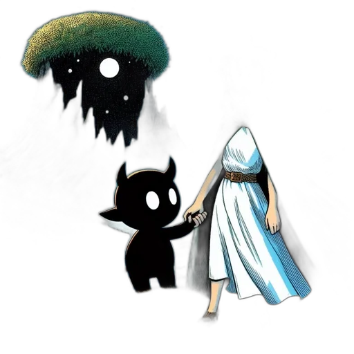 creature, mask, concept art, pixel art, fantasy art, comic book art, fog, monochrome transparent PNG cut-out