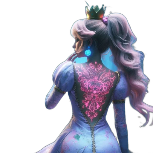 dress, crown, concept art, fantasy art, watercolor, 3d render, pastel, blue transparent PNG cut-out