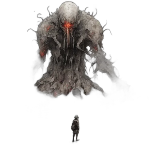 creature, face, mask, concept art, fantasy art, pixel art, comic book art, fog transparent PNG cut-out