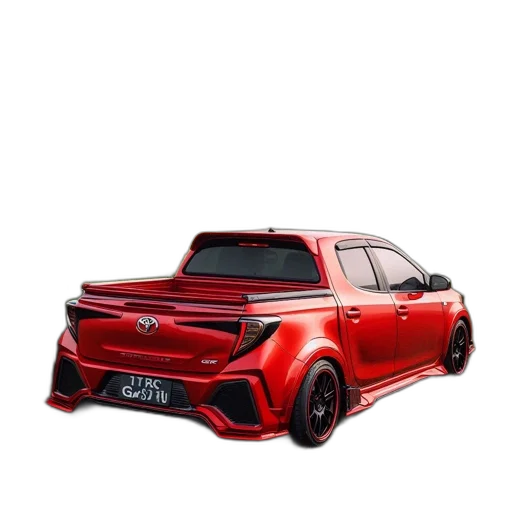 car, 3d render, photorealistic, concept art, cartoon, red, toyota, pickup transparent PNG cut-out