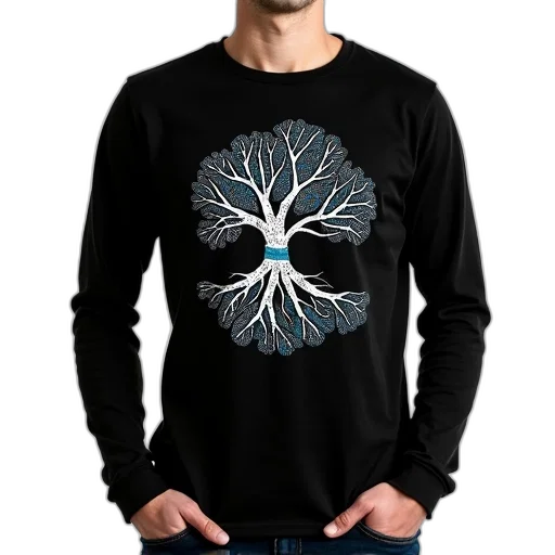 tree, crown, jacket, 3d render, fantasy art, cyberpunk, concept art, monochrome transparent PNG cut-out