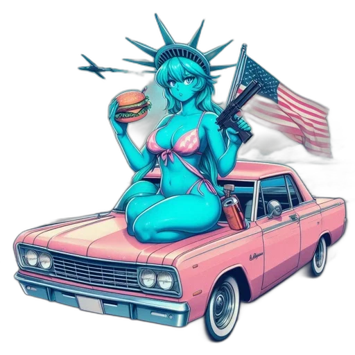 car, robot, food, dress, vaporwave, concept art, pixel art, fantasy art transparent PNG cut-out