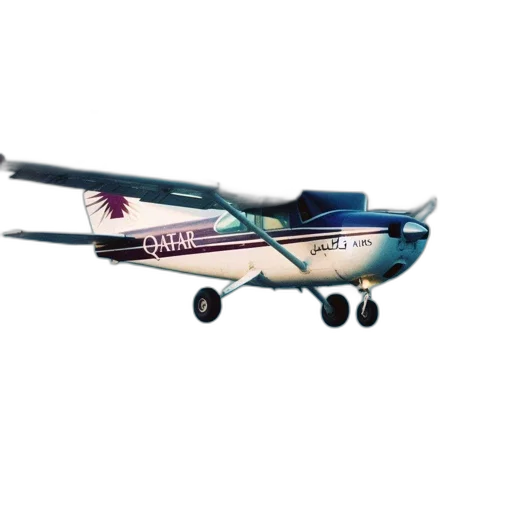 3d render, photorealistic, airplane, labeled, qatar, flies, amidst, clouds transparent PNG cut-out