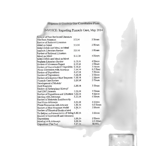 invoice, shipman, goodwin, legal, services, may, 2014, detailing transparent PNG cut-out